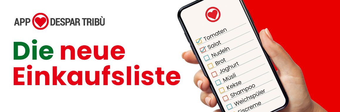 Kopfzeile - Die neue Einkaufsliste der App Despar Tribù