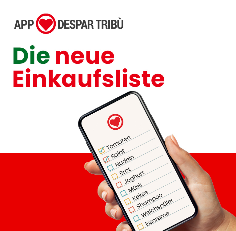 Kopfzeile - Die neue Einkaufsliste der App Despar Tribù