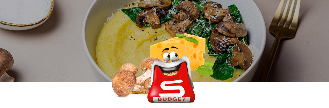 Immagine ricetta della polenta con funghi e formaggio filante