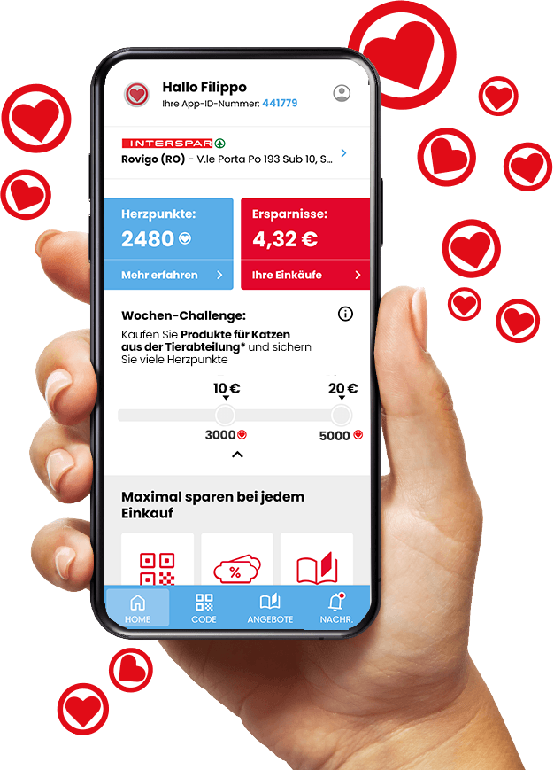Screenshot der Despar Tribù App zur Wochen-Challenge