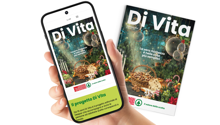 Smartphone con screen del Di Vita Magazine e copertina dello sfogliabile
