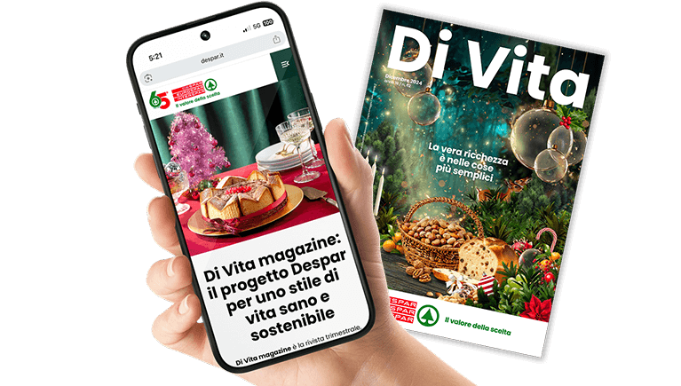 Smartphone con screen del Di Vita Magazine e copertina dello sfogliabile