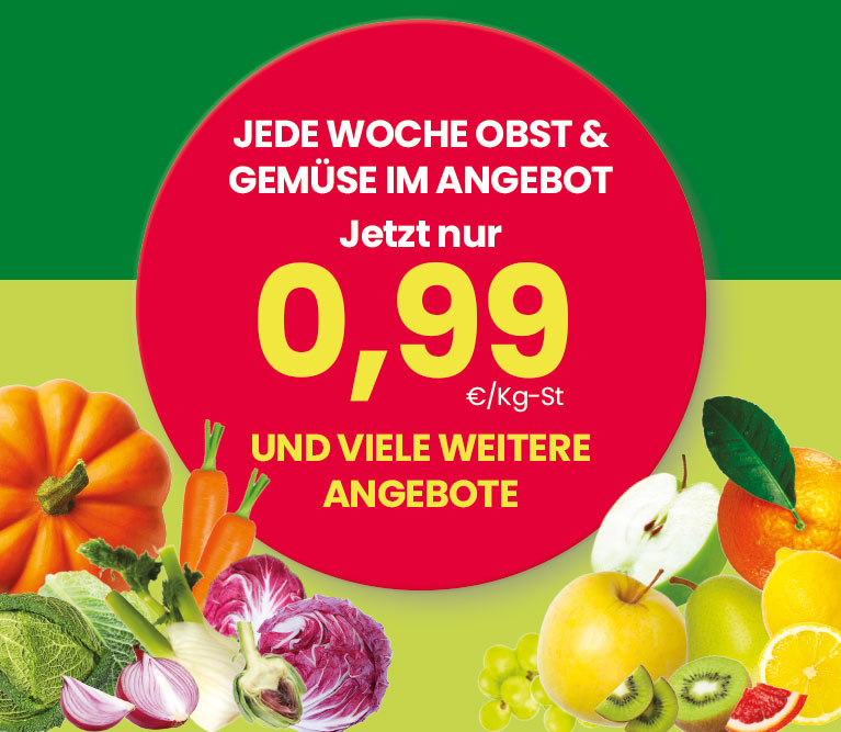 Ogni settimana tanta frutta e verdura a 0,99 € al kg o al pz e tante altre offerte